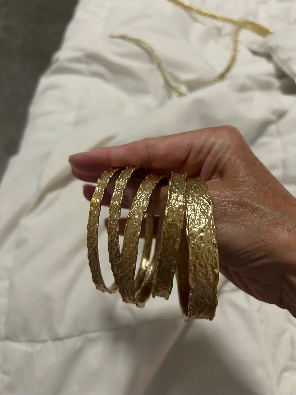 Zara Gold Textured Bangle Stack for Women